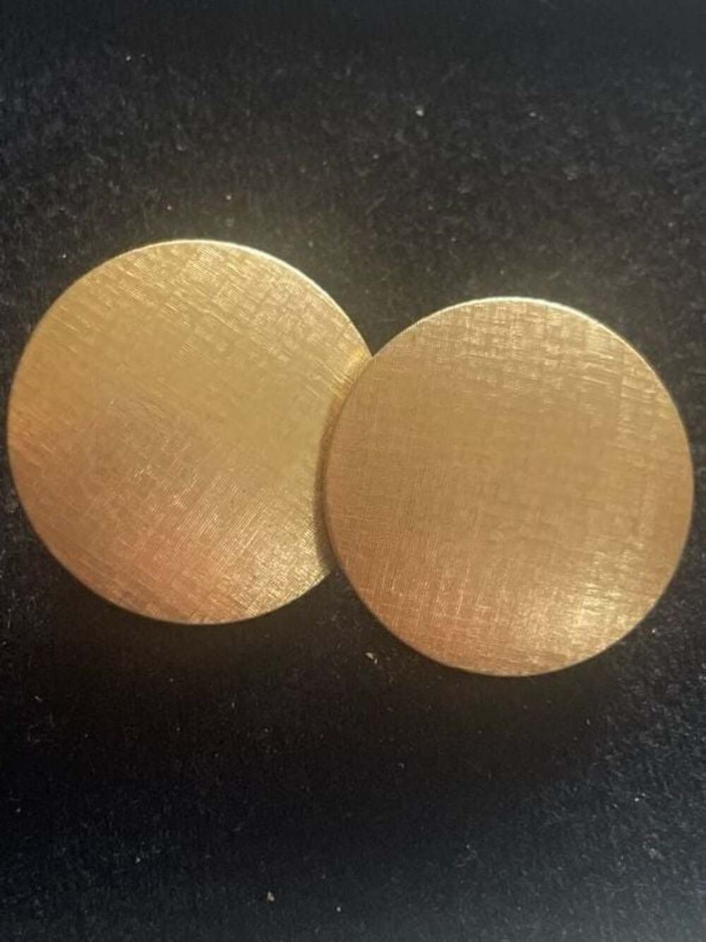 Vintage Mid-Century Gold Tone Brushed Metal Clip-On Statement Earrings